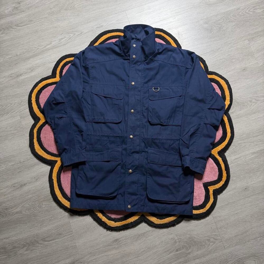 Vintage Eddie Bauer Flannel Lined Full Zip Parka Jacket Size Small Navy Blue Men